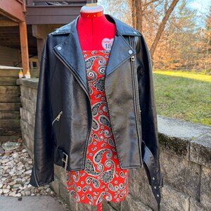 Missguided Oversized Faux Leather Moto Jacket